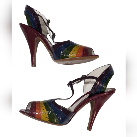 Moschino Rainbow Leather Heels 8.5 - Picture 4 of 11